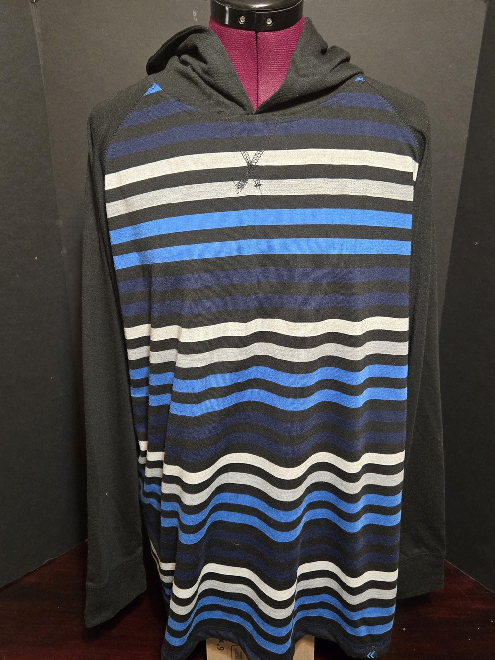 Street Rules Clothing Co Casual Hoodie Shirt Men L Blue Gray Striped Long Sleeve